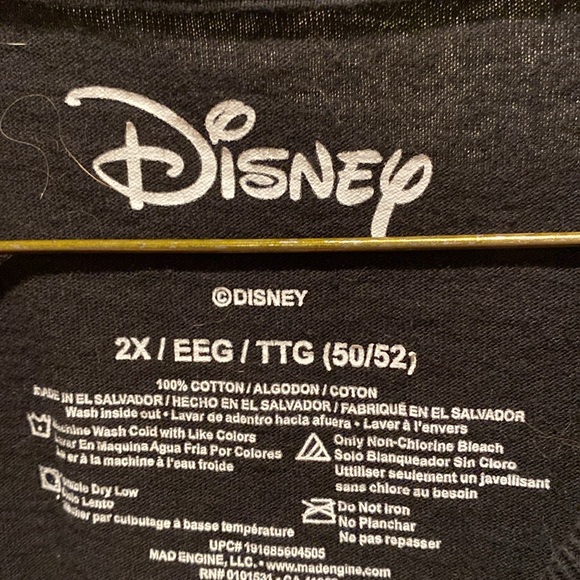 Disney Unisex Black Long Sleeve Shirt w/Mickey Mouse Design on Front. 2X - Picture 5 of 5